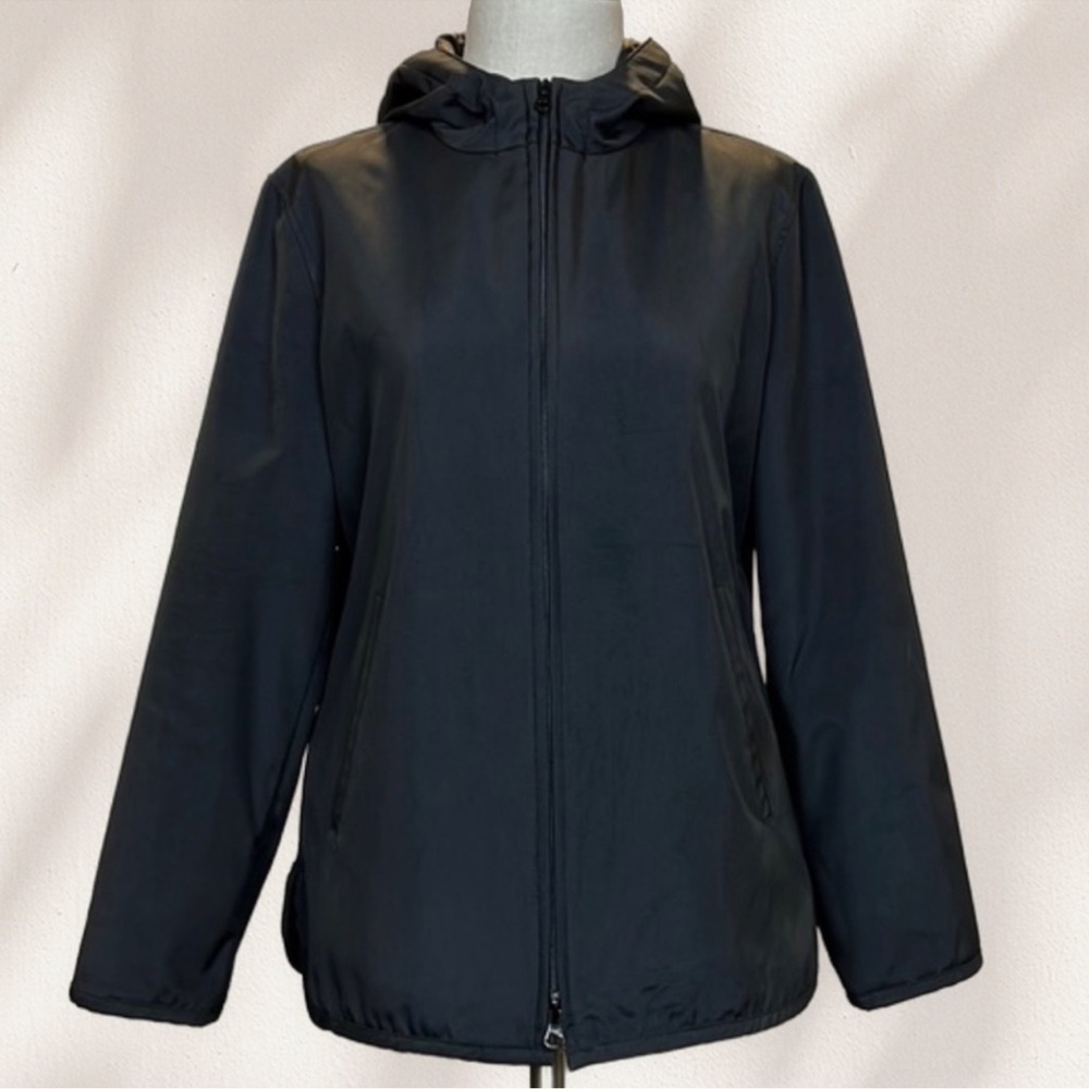 Vintage GAP Women’s Front Zip Rain Jacket with Adjustable Hood Black Size Small